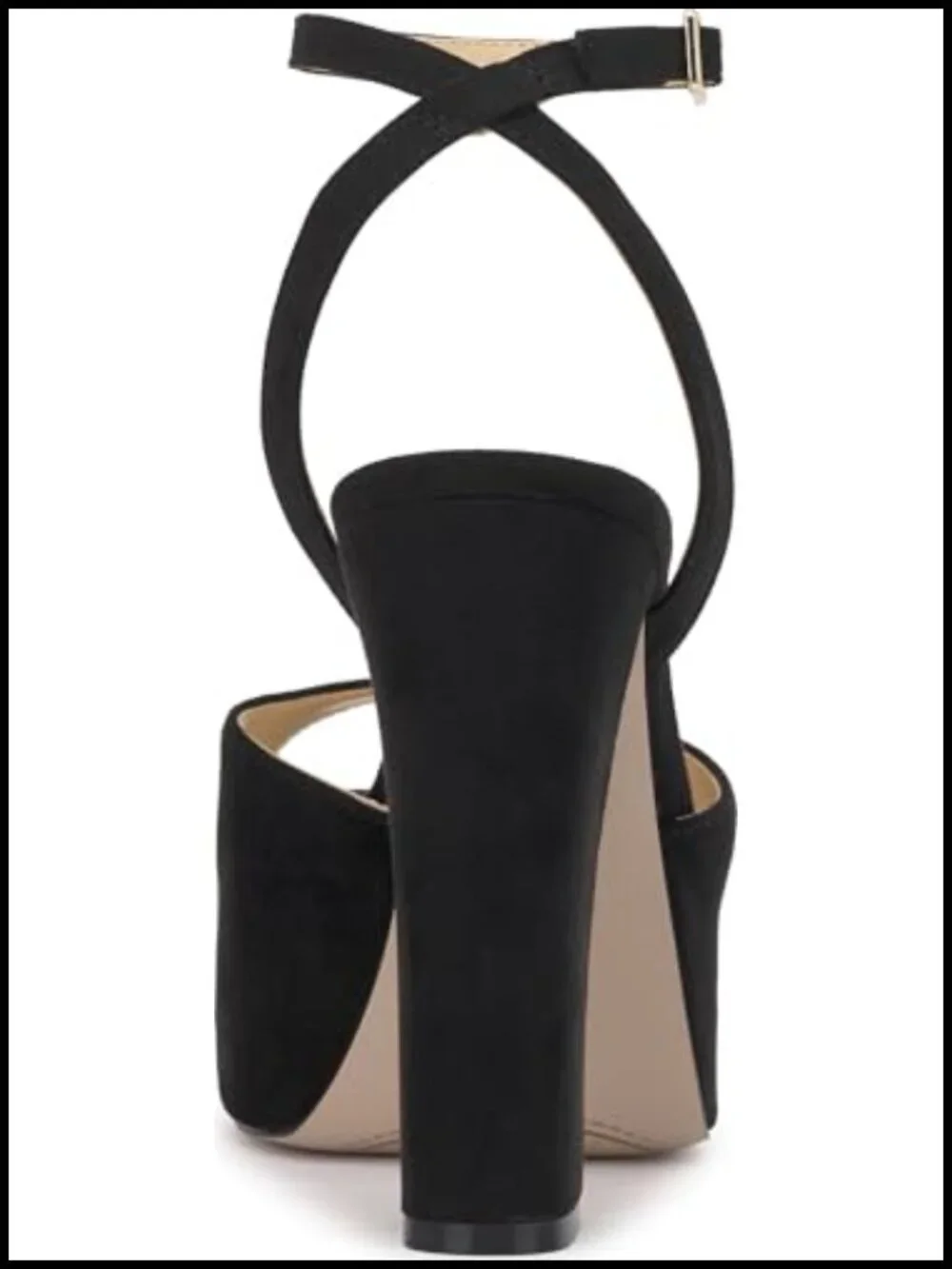 Faux Leather Platform Sandals, Block Heel, Ankle Strap, Peep Toe, Party